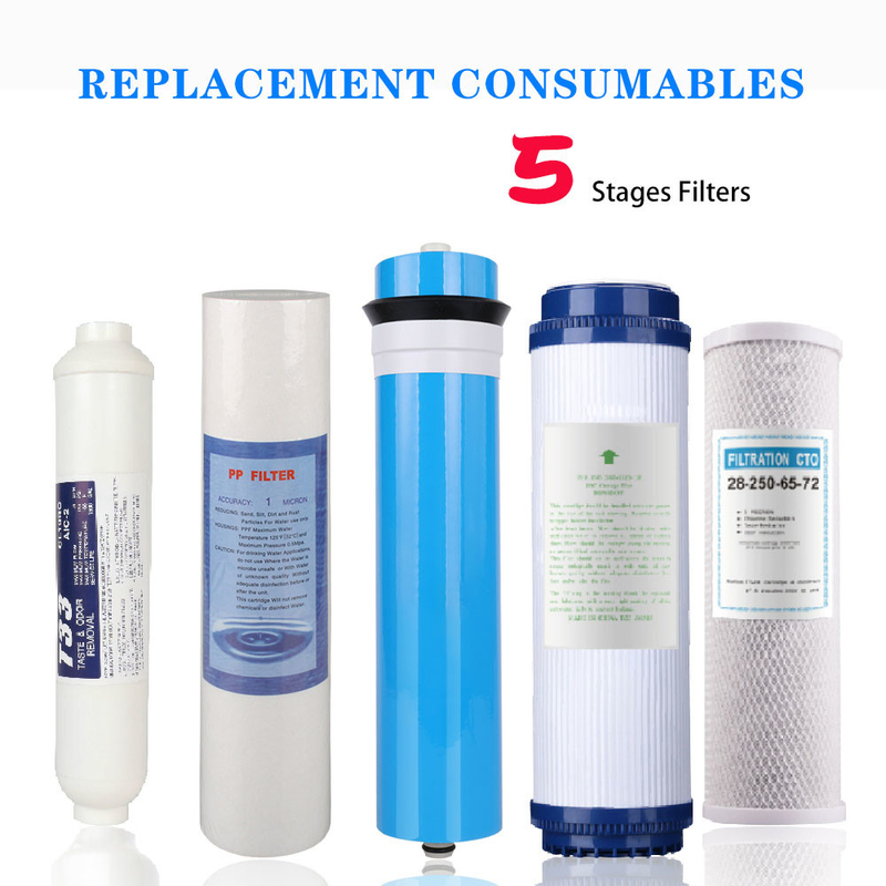5 Tahapan Sistem Reverse Osmosis Rumah Tangga 100GPD Rumah Menggunakan Sistem Filtrasi Ro